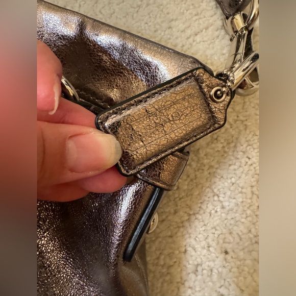 Coach Brooke Convertible Pewter Silver Metallic Shoulder Bag like new - Picture 11 of 16